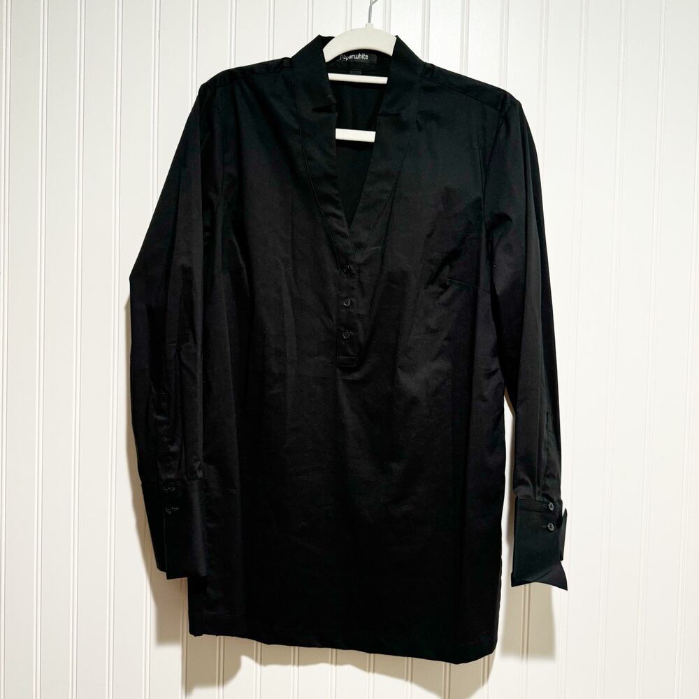 Paperwhite Clothing Black Poplin Cotton Button Up Shirt Size 6